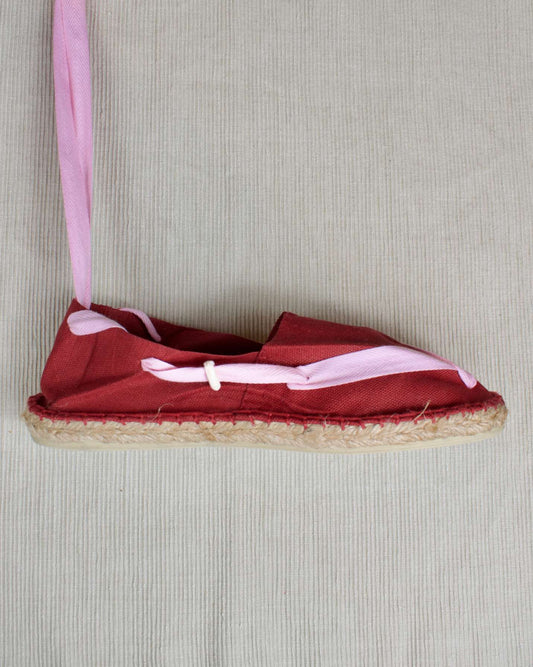 ALPARGATA GRANATE CON CINTA ROSA