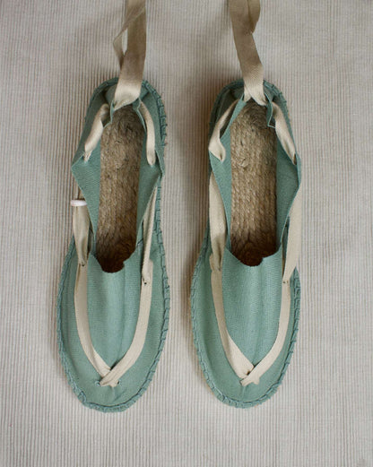 ALPARGATA AZUL CON CINTA BEIGE