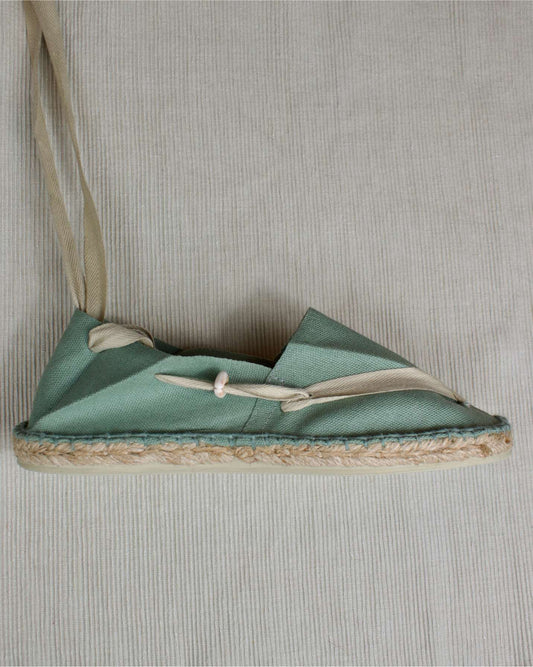 ALPARGATA AZUL CON CINTA BEIGE
