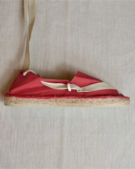 ALPARGATA GRANATE CON CINTA BEIGE